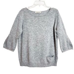 Gentle Herd Women's Wool Cashmere Quiet Luxury Sweater M Gray Minimalist Staple